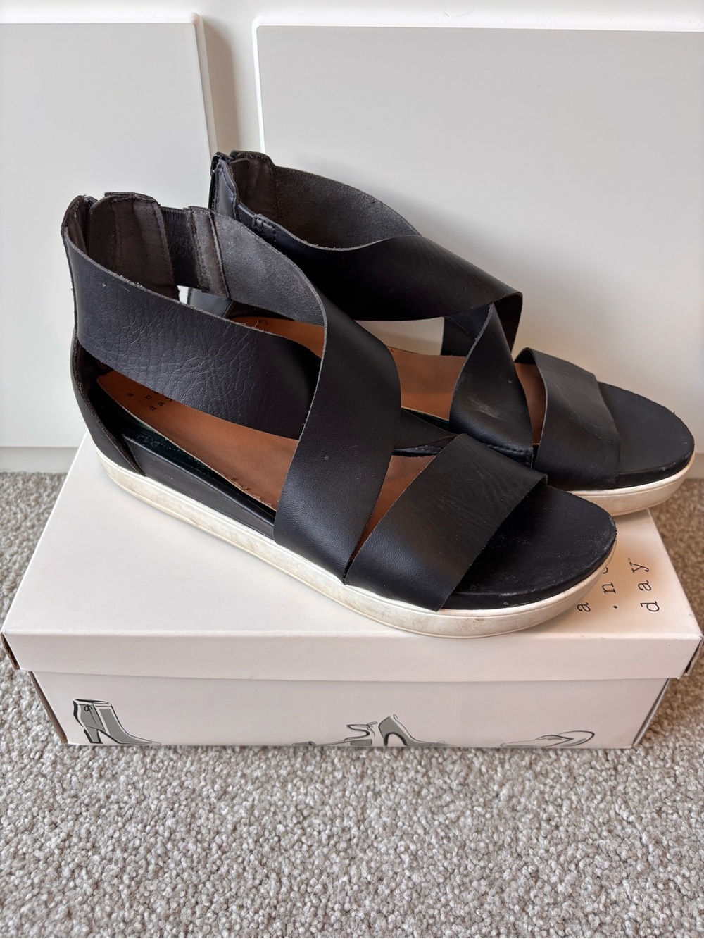 A New Day Black Cross-Strap Platform Sandals